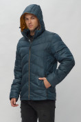 Оптом Куртка спортивная мужская с капюшоном темно-синего цвета 62176TS в Казани, фото 7