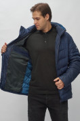 Оптом Куртка спортивная мужская с капюшоном темно-синего цвета 62177TS в Казани, фото 15