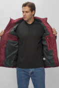 Оптом Куртка спортивная мужская с капюшоном бордового цвета 62179Bo в Казани, фото 14