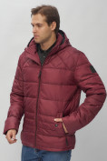 Оптом Куртка спортивная мужская с капюшоном бордового цвета 62179Bo в Казани, фото 9