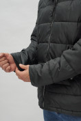 Оптом Куртка спортивная мужская с капюшоном черного цвета 62179Ch в Казани, фото 11
