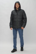 Оптом Куртка спортивная мужская с капюшоном черного цвета 62179Ch в Казани, фото 5