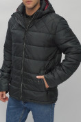 Оптом Куртка спортивная мужская с капюшоном черного цвета 62179Ch в Казани, фото 8