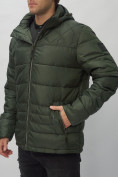 Оптом Куртка спортивная мужская с капюшоном цвета хаки 62179Kh в Екатеринбурге, фото 13