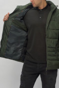 Оптом Куртка спортивная мужская с капюшоном цвета хаки 62179Kh в Екатеринбурге, фото 18