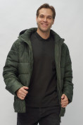 Оптом Куртка спортивная мужская с капюшоном цвета хаки 62179Kh в Екатеринбурге, фото 19