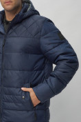 Оптом Куртка спортивная мужская с капюшоном темно-синего цвета 62179TS в Екатеринбурге, фото 11