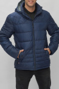 Оптом Куртка спортивная мужская с капюшоном темно-синего цвета 62179TS в Казани, фото 9