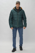 Оптом Куртка спортивная мужская с капюшоном темно-зеленого цвета 62179TZ в Казани