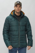 Оптом Куртка спортивная мужская с капюшоном темно-зеленого цвета 62179TZ в Казани, фото 6