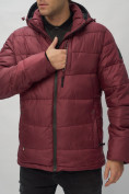 Оптом Куртка спортивная мужская с капюшоном бордового цвета 62186Bo в Казани, фото 12