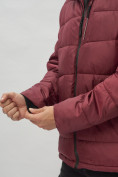Оптом Куртка спортивная мужская с капюшоном бордового цвета 62186Bo в Казани, фото 13
