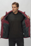 Оптом Куртка спортивная мужская с капюшоном бордового цвета 62186Bo в Екатеринбурге, фото 14