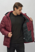 Оптом Куртка спортивная мужская с капюшоном бордового цвета 62186Bo в Казани, фото 15