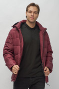 Оптом Куртка спортивная мужская с капюшоном бордового цвета 62186Bo в Екатеринбурге, фото 17