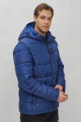 Оптом Куртка спортивная мужская с капюшоном синего цвета 62186S в Екатеринбурге, фото 14