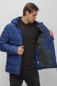 Оптом Куртка спортивная мужская с капюшоном синего цвета 62186S в Екатеринбурге, фото 19