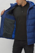 Оптом Куртка спортивная мужская с капюшоном синего цвета 62186S в Казани, фото 20