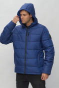 Оптом Куртка спортивная мужская с капюшоном синего цвета 62186S в Казани, фото 8