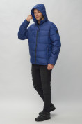 Оптом Куртка спортивная мужская с капюшоном синего цвета 62186S в Казани, фото 9