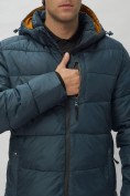 Оптом Куртка спортивная мужская с капюшоном темно-синего цвета 62186TS в Казани, фото 15