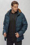 Оптом Куртка спортивная мужская с капюшоном темно-синего цвета 62186TS в Казани, фото 21