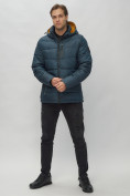 Оптом Куртка спортивная мужская с капюшоном темно-синего цвета 62186TS в Казани, фото 3
