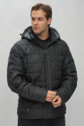 Оптом Куртка спортивная мужская с капюшоном черного цвета 62187Ch в Казани, фото 12