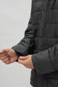 Оптом Куртка спортивная мужская с капюшоном черного цвета 62187Ch в Казани, фото 14