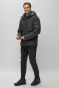 Оптом Куртка спортивная мужская с капюшоном черного цвета 62187Ch в Екатеринбурге, фото 2