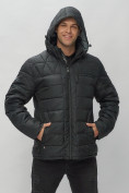 Оптом Куртка спортивная мужская с капюшоном черного цвета 62187Ch в Казани, фото 6