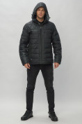 Оптом Куртка спортивная мужская с капюшоном черного цвета 62187Ch в Казани, фото 7