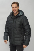 Оптом Куртка спортивная мужская с капюшоном черного цвета 62187Ch в Казани, фото 9