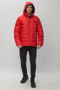 Оптом Куртка спортивная мужская с капюшоном красного цвета 62187Kr в Казани, фото 6