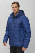 Оптом Куртка спортивная мужская с капюшоном синего цвета 62187S в Екатеринбурге, фото 12