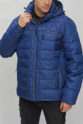 Оптом Куртка спортивная мужская с капюшоном синего цвета 62187S в Екатеринбурге, фото 13