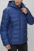 Оптом Куртка спортивная мужская с капюшоном синего цвета 62187S в Казани, фото 15