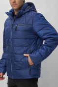 Оптом Куртка спортивная мужская с капюшоном синего цвета 62187S в Екатеринбурге, фото 17