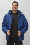 Оптом Куртка спортивная мужская с капюшоном синего цвета 62187S в Казани, фото 19