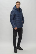 Оптом Куртка спортивная мужская с капюшоном темно-синего цвета 62187TS в Казани, фото 4