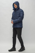 Оптом Куртка спортивная мужская с капюшоном темно-синего цвета 62187TS в Казани, фото 8
