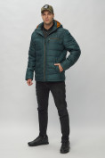 Оптом Куртка спортивная мужская с капюшоном темно-зеленого цвета 62187TZ в Казани, фото 2