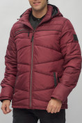 Оптом Куртка спортивная мужская с капюшоном бордового цвета 62188Bo в Екатеринбурге, фото 10