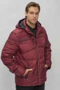 Оптом Куртка спортивная мужская с капюшоном бордового цвета 62188Bo в Казани, фото 11