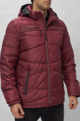 Оптом Куртка спортивная мужская с капюшоном бордового цвета 62188Bo в Казани, фото 14