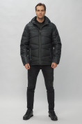 Оптом Куртка спортивная мужская с капюшоном черного цвета 62188Ch в Екатеринбурге