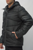 Оптом Куртка спортивная мужская с капюшоном черного цвета 62188Ch в Казани, фото 11