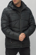 Оптом Куртка спортивная мужская с капюшоном черного цвета 62188Ch в Казани, фото 9