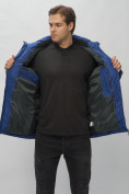 Оптом Куртка спортивная мужская с капюшоном синего цвета 62188S, фото 14