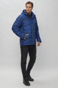 Оптом Куртка спортивная мужская с капюшоном синего цвета 62188S, фото 3